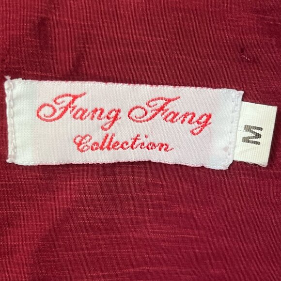 Fang Fang Womens VTG Blouse Size M Maroon Embroidered Secretary Retro 80s Office - Picture 6 of 6